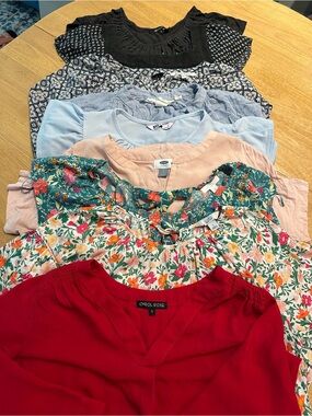 Womens Casual Workwear Office Tops Bundle Mostly Small Lot of 9 Tunics & Blouses